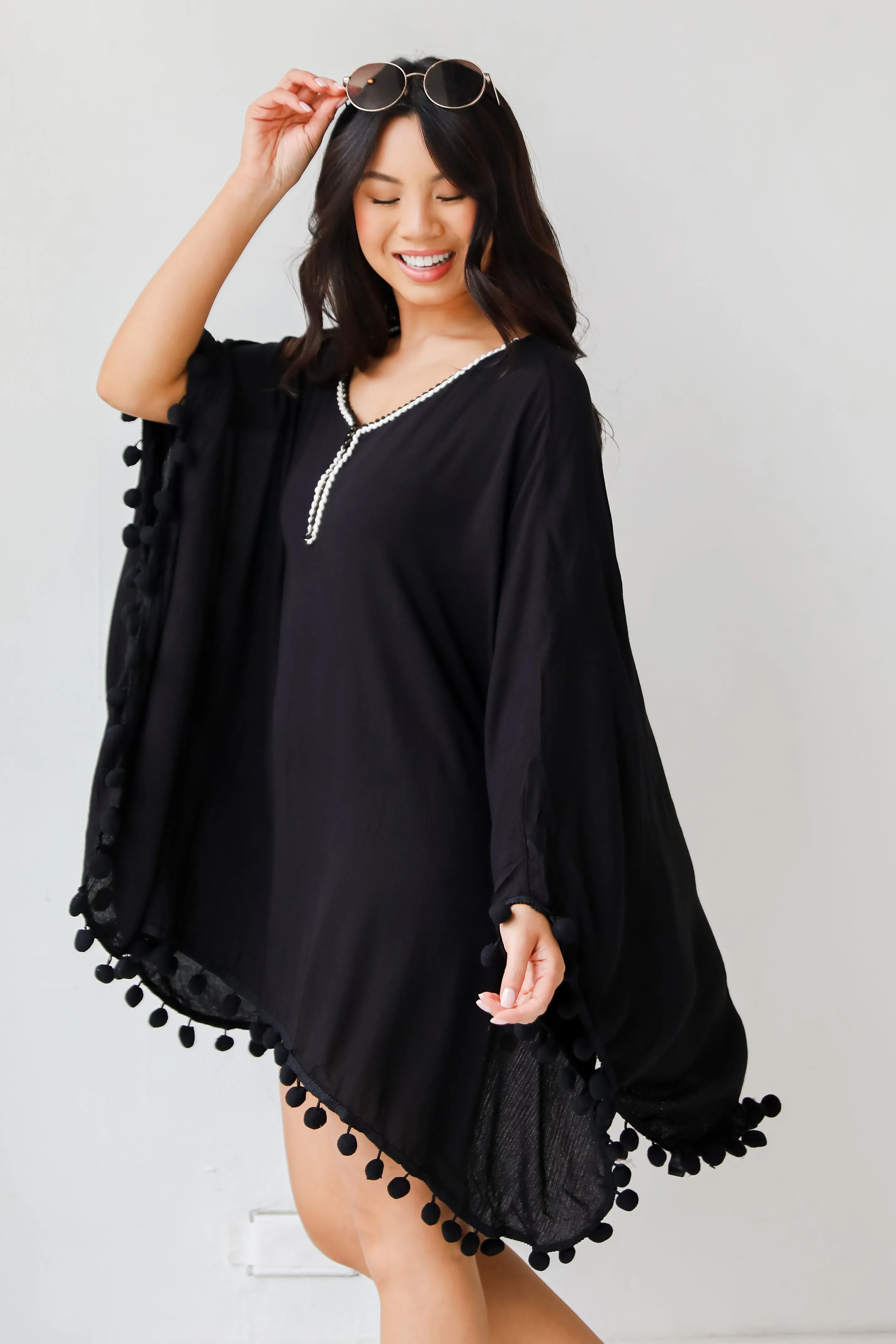 FINAL SALE - A Perfect Vacation Pom Pom Coverup