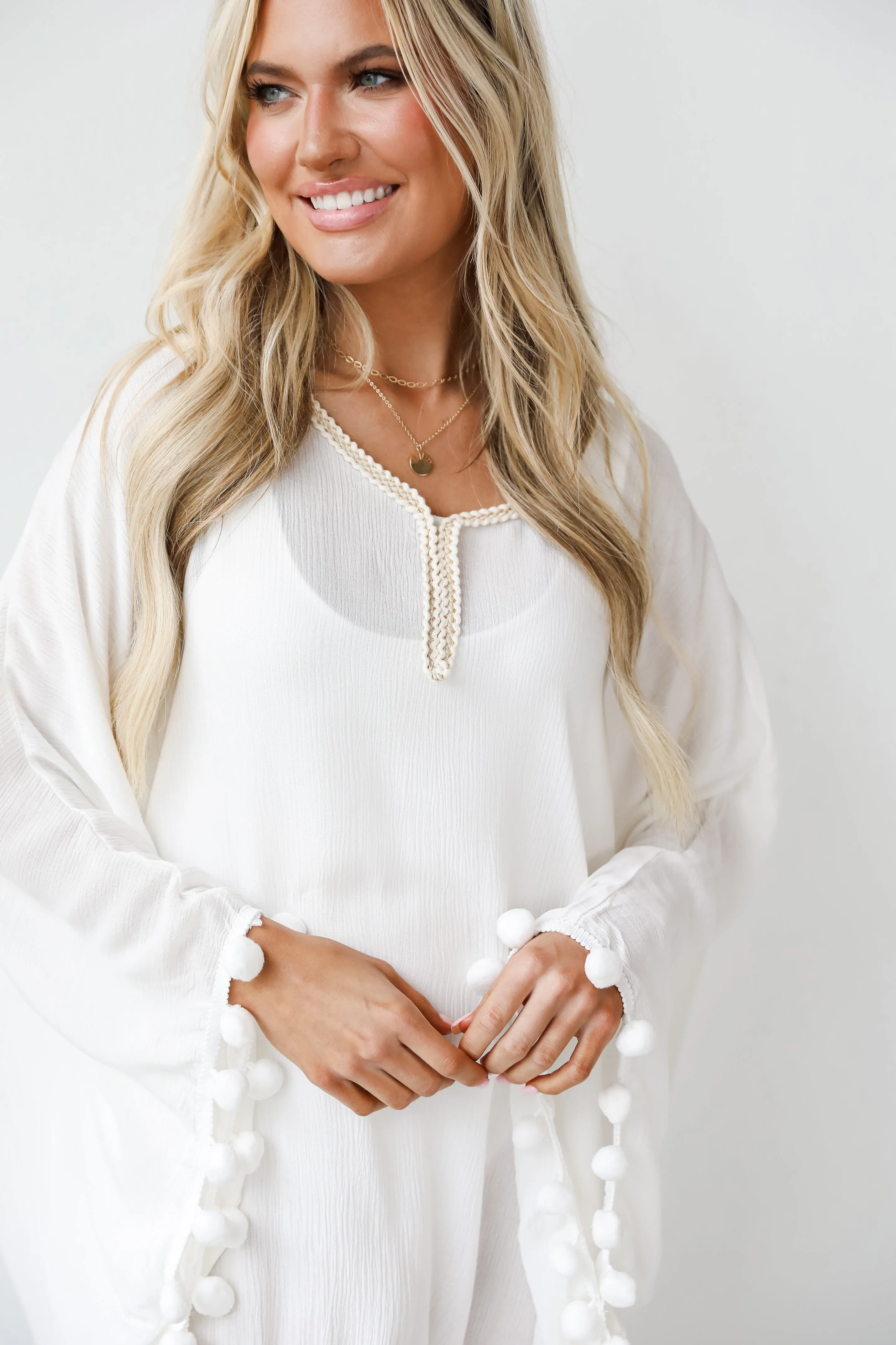 FINAL SALE - A Perfect Vacation Pom Pom Coverup