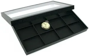 FindingKing 12 Pocket Watch Jewelry Leather Display Clear Lid Case