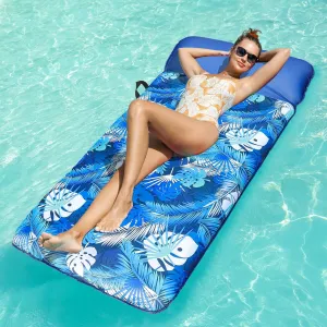 FindUWill Inflatable Pool Float for Adults - 72" XL, Oversized Fabric Covered Pool Floats Adult with Headrest, Ultra - Comfort Cooling Float for Swiming Party, Lake, Beach