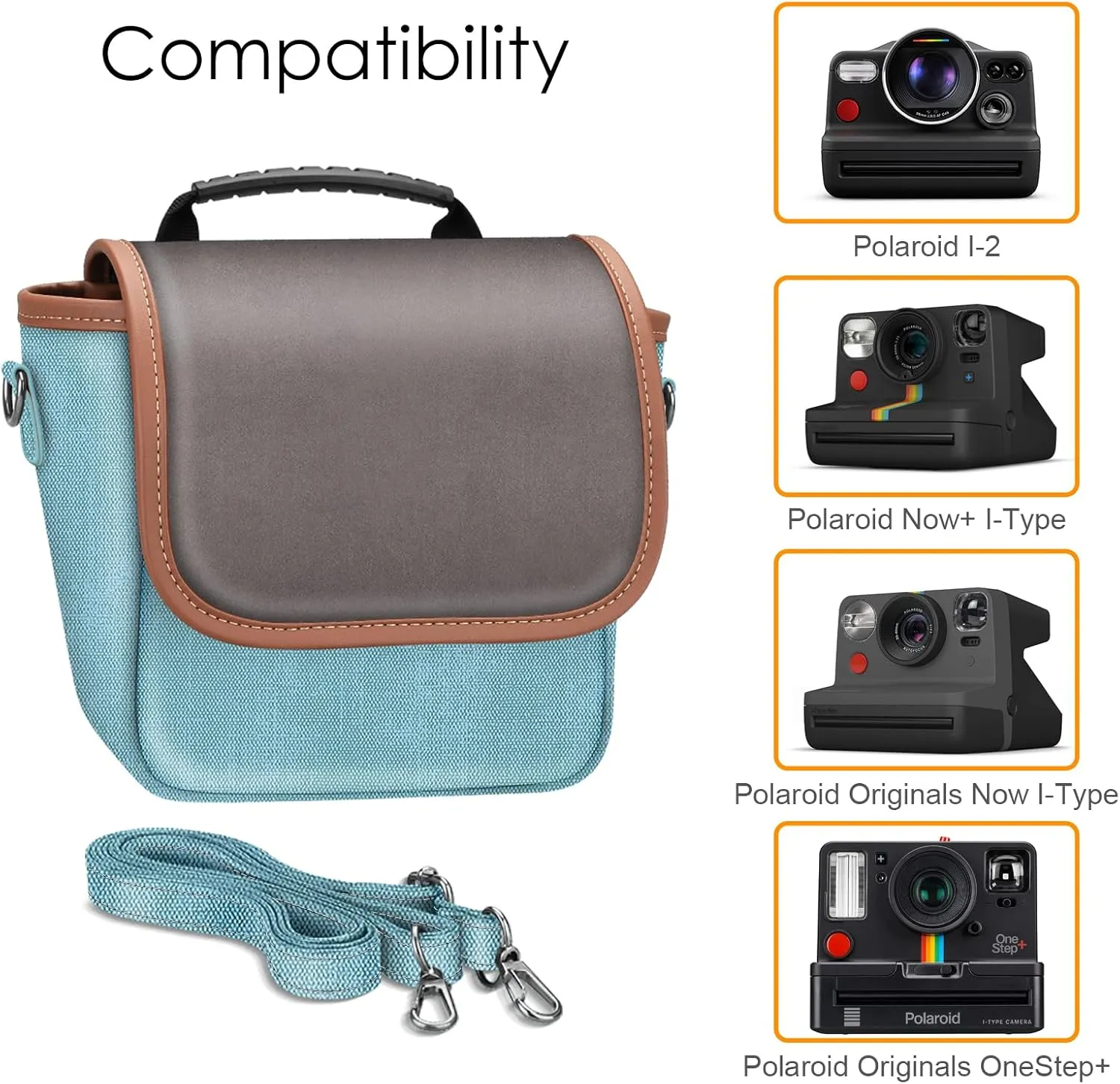 FINTIE Camera Bag Compatible with Polaroid Now  Generation 3rd/2nd/1st I-Type, Polaroid Flip, OneStep 2 VF, I-2 Instant Film Camera Travel Shoulder Case with Adjustable Strap Accessories