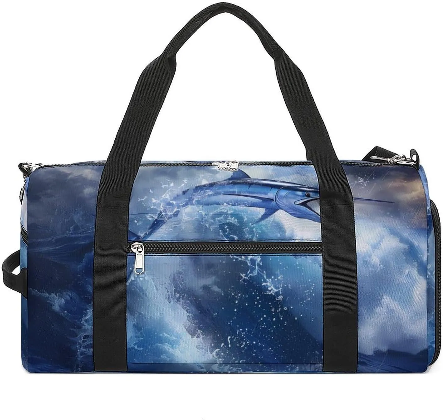 Fish Vivid Blue Ocean Marlin Sports Gym Bag for Men Women Travel Duffel Bag with Shoulder Strap