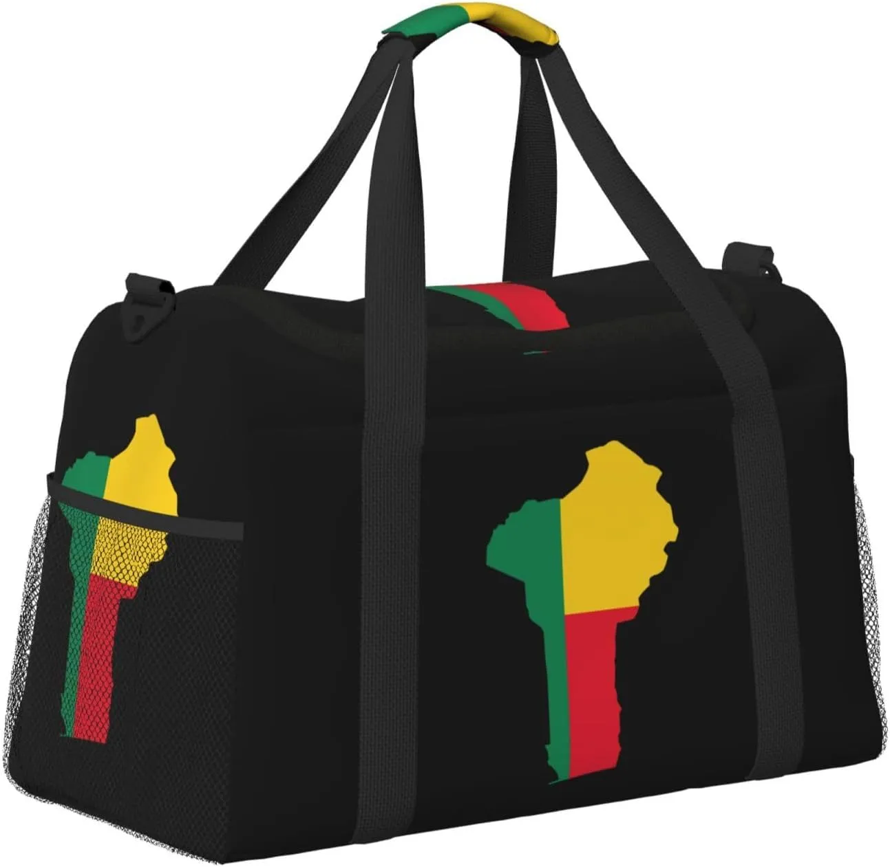 Flag Map Of Benin Travel Duffel Bag Large Foldable Waterproof Overnight Bag For Beach Swim Bags Pool Sports Gym