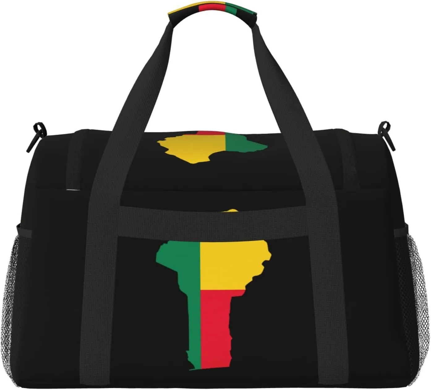 Flag Map Of Benin Travel Duffel Bag Large Foldable Waterproof Overnight Bag For Beach Swim Bags Pool Sports Gym