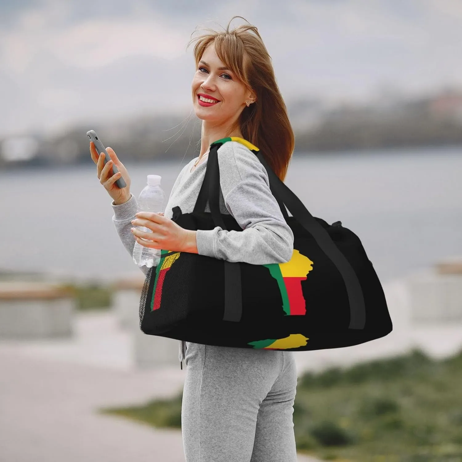 Flag Map Of Benin Travel Duffel Bag Large Foldable Waterproof Overnight Bag For Beach Swim Bags Pool Sports Gym