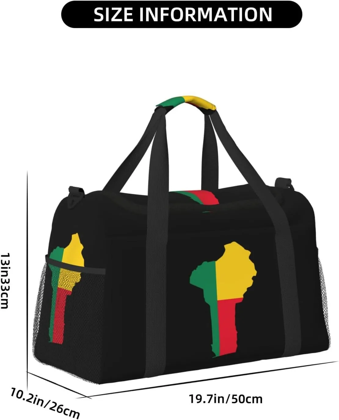 Flag Map Of Benin Travel Duffel Bag Large Foldable Waterproof Overnight Bag For Beach Swim Bags Pool Sports Gym