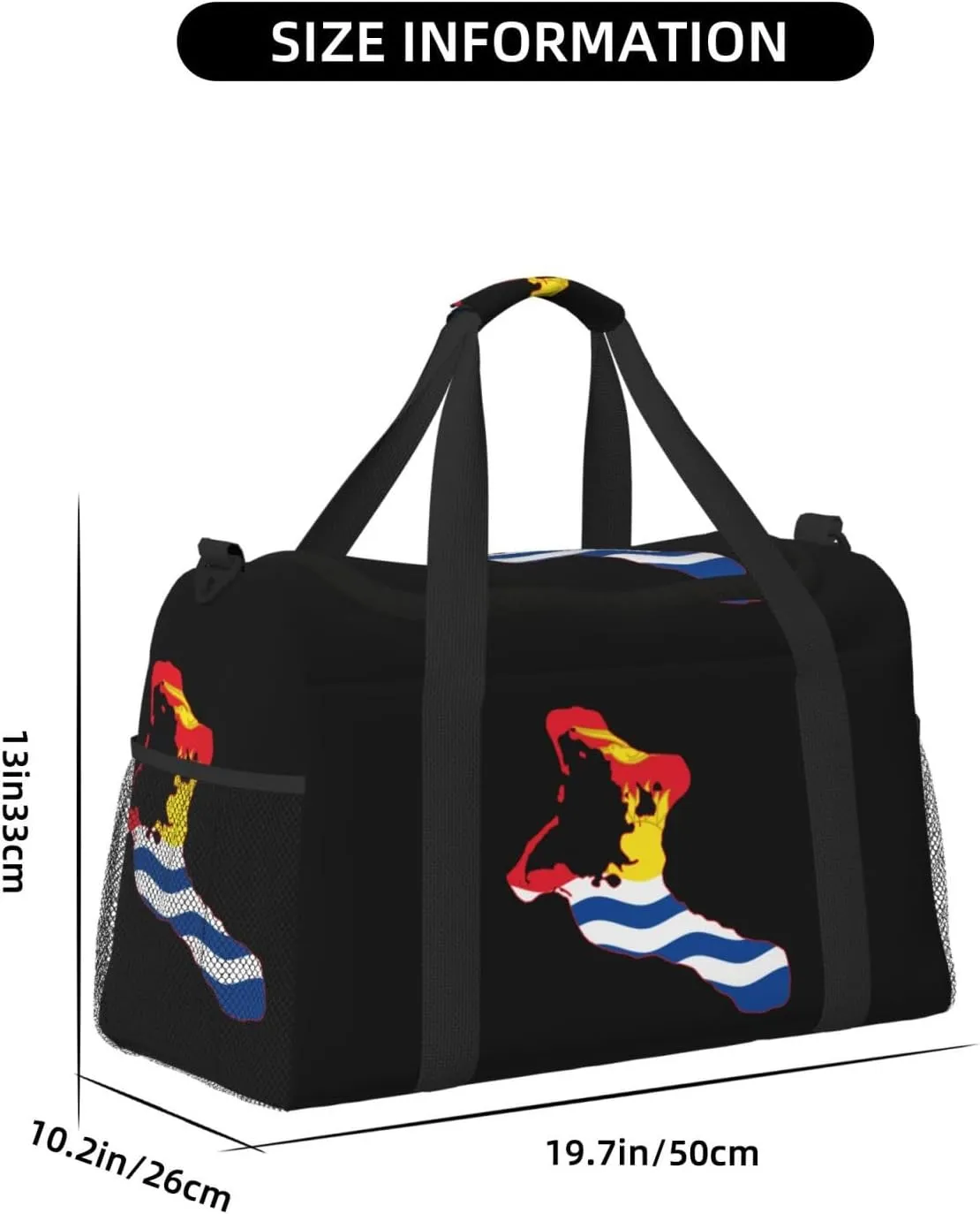Flag Map Of Kiribati Travel Duffel Bag Large Foldable Waterproof Overnight Bag For Beach Swim Bags Pool Sports Gym