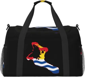 Flag Map Of Kiribati Travel Duffel Bag Large Foldable Waterproof Overnight Bag For Beach Swim Bags Pool Sports Gym