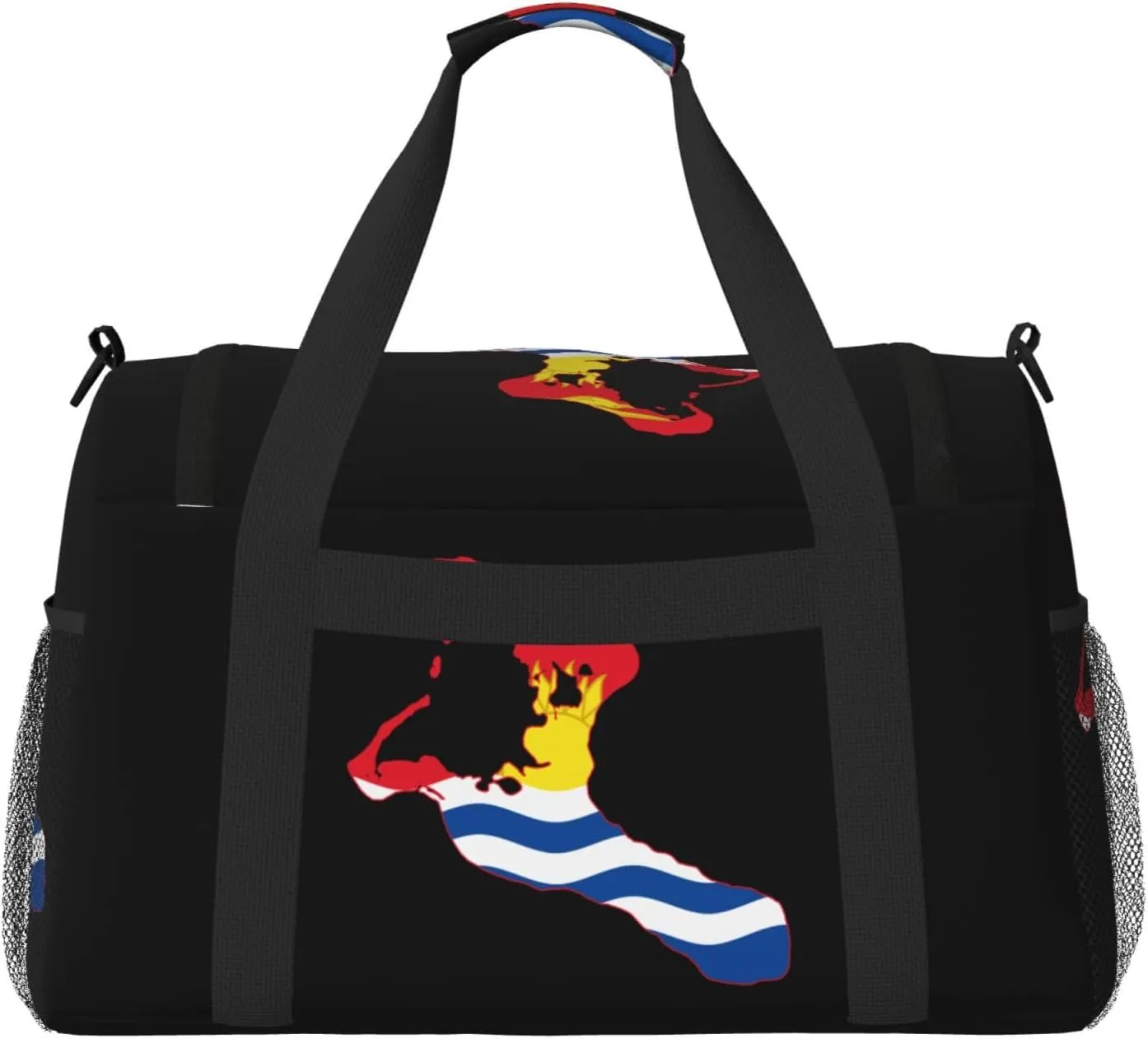 Flag Map Of Kiribati Travel Duffel Bag Large Foldable Waterproof Overnight Bag For Beach Swim Bags Pool Sports Gym