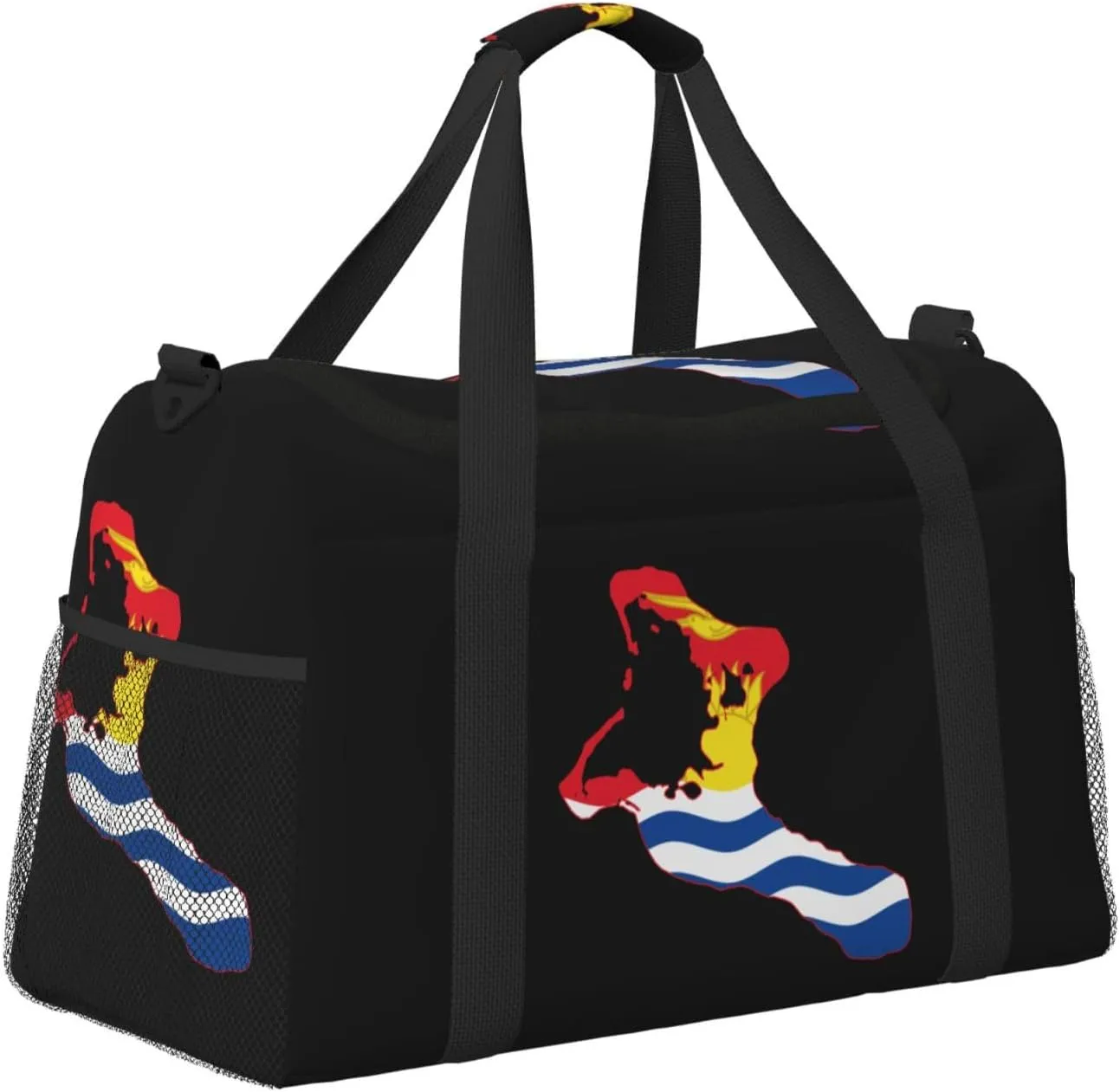 Flag Map Of Kiribati Travel Duffel Bag Large Foldable Waterproof Overnight Bag For Beach Swim Bags Pool Sports Gym