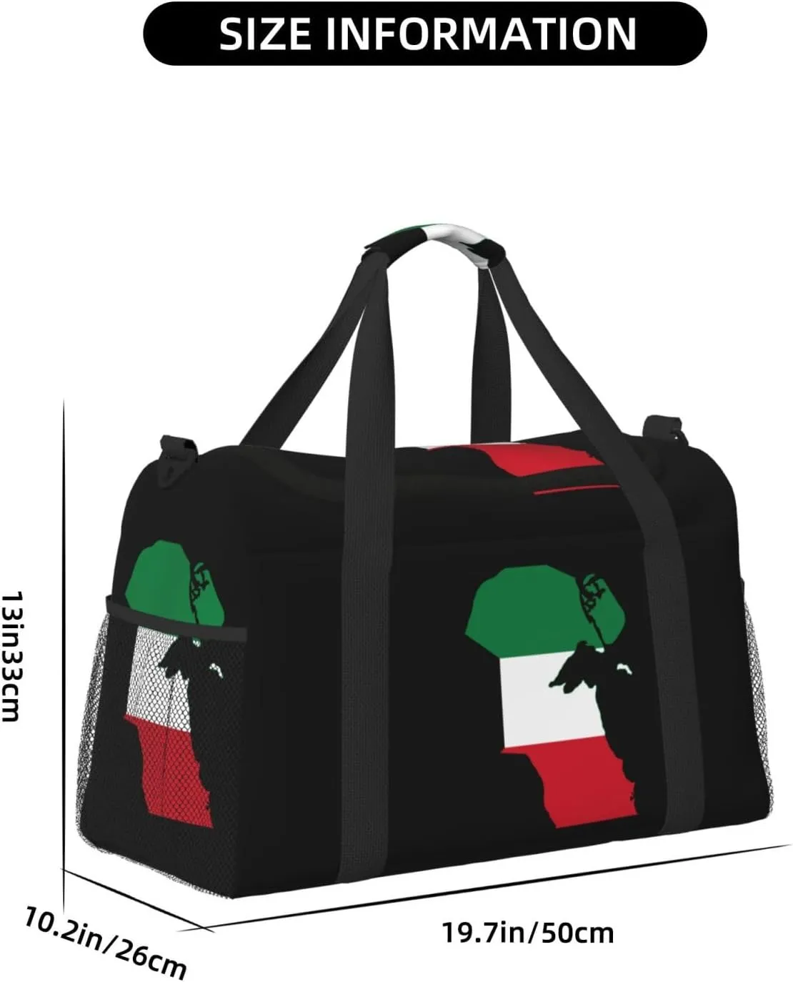 Flag Map Of Kuwait Travel Duffel Bag Large Foldable Waterproof Overnight Bag For Beach Swim Bags Pool Sports Gym