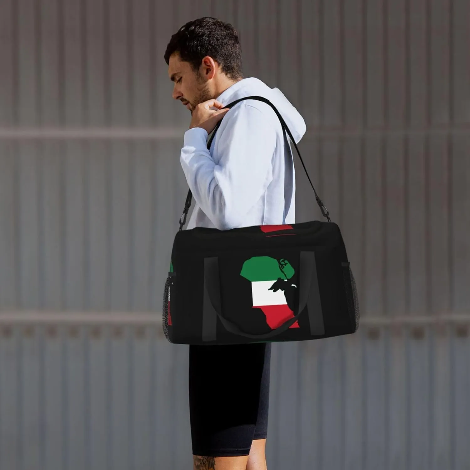 Flag Map Of Kuwait Travel Duffel Bag Large Foldable Waterproof Overnight Bag For Beach Swim Bags Pool Sports Gym