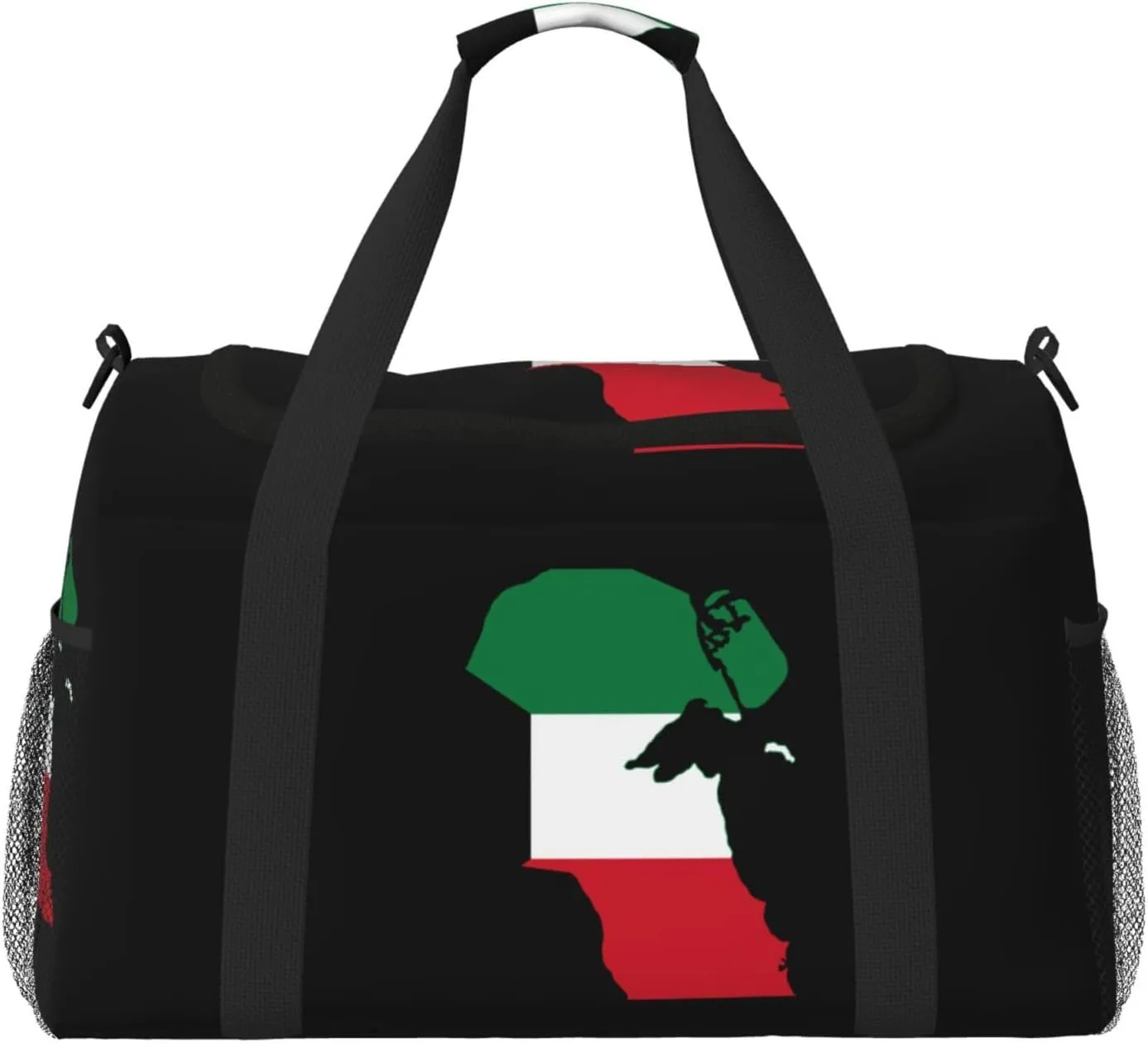Flag Map Of Kuwait Travel Duffel Bag Large Foldable Waterproof Overnight Bag For Beach Swim Bags Pool Sports Gym