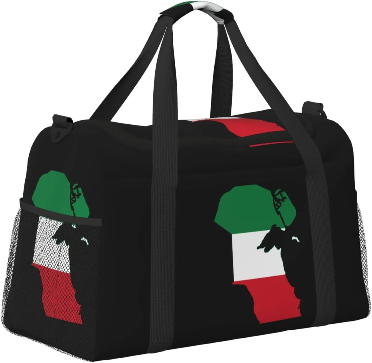 Flag Map Of Kuwait Travel Duffel Bag Large Foldable Waterproof Overnight Bag For Beach Swim Bags Pool Sports Gym