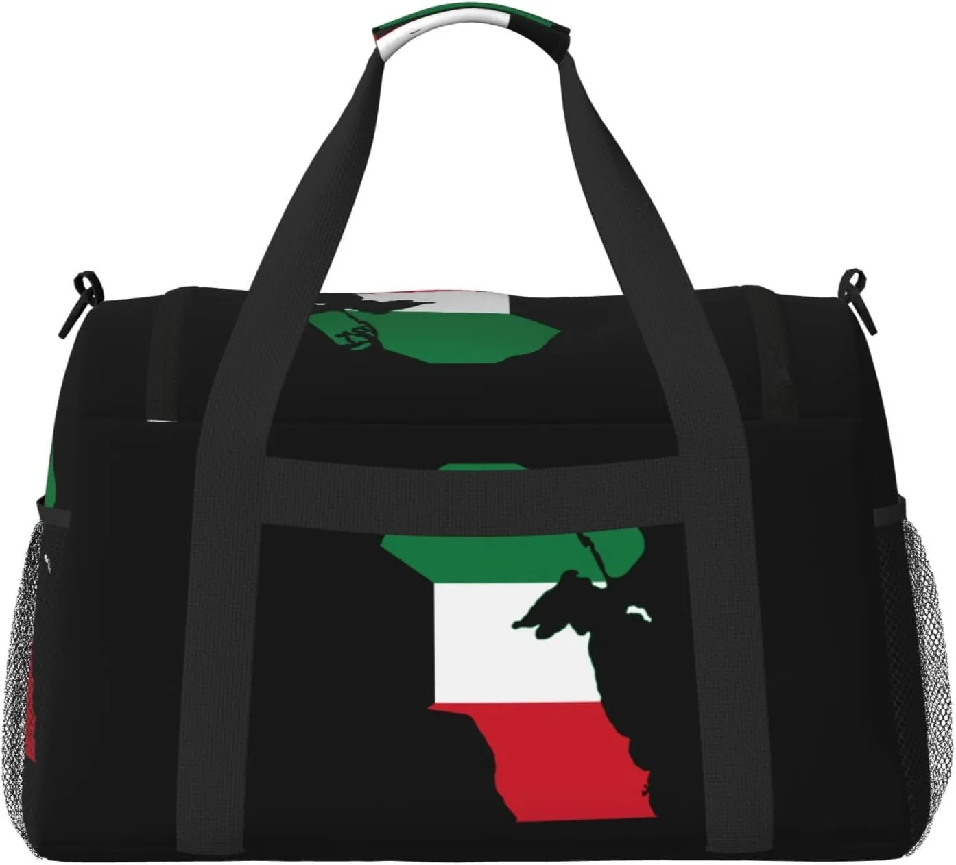 Flag Map Of Kuwait Travel Duffel Bag Large Foldable Waterproof Overnight Bag For Beach Swim Bags Pool Sports Gym