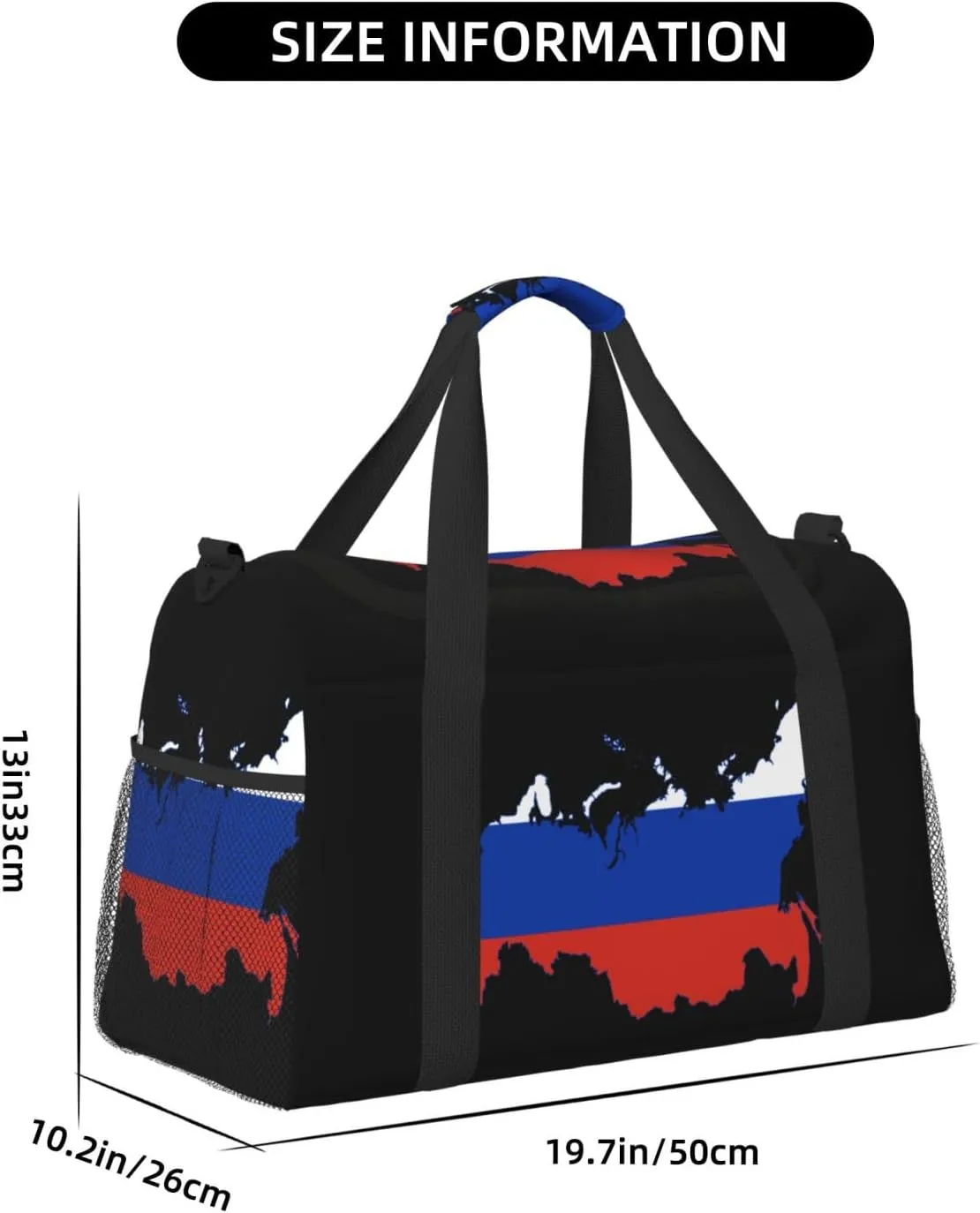 Flag Map Of Russia Travel Duffel Bag Large Foldable Waterproof Overnight Bag For Beach Swim Bags Pool Sports Gym