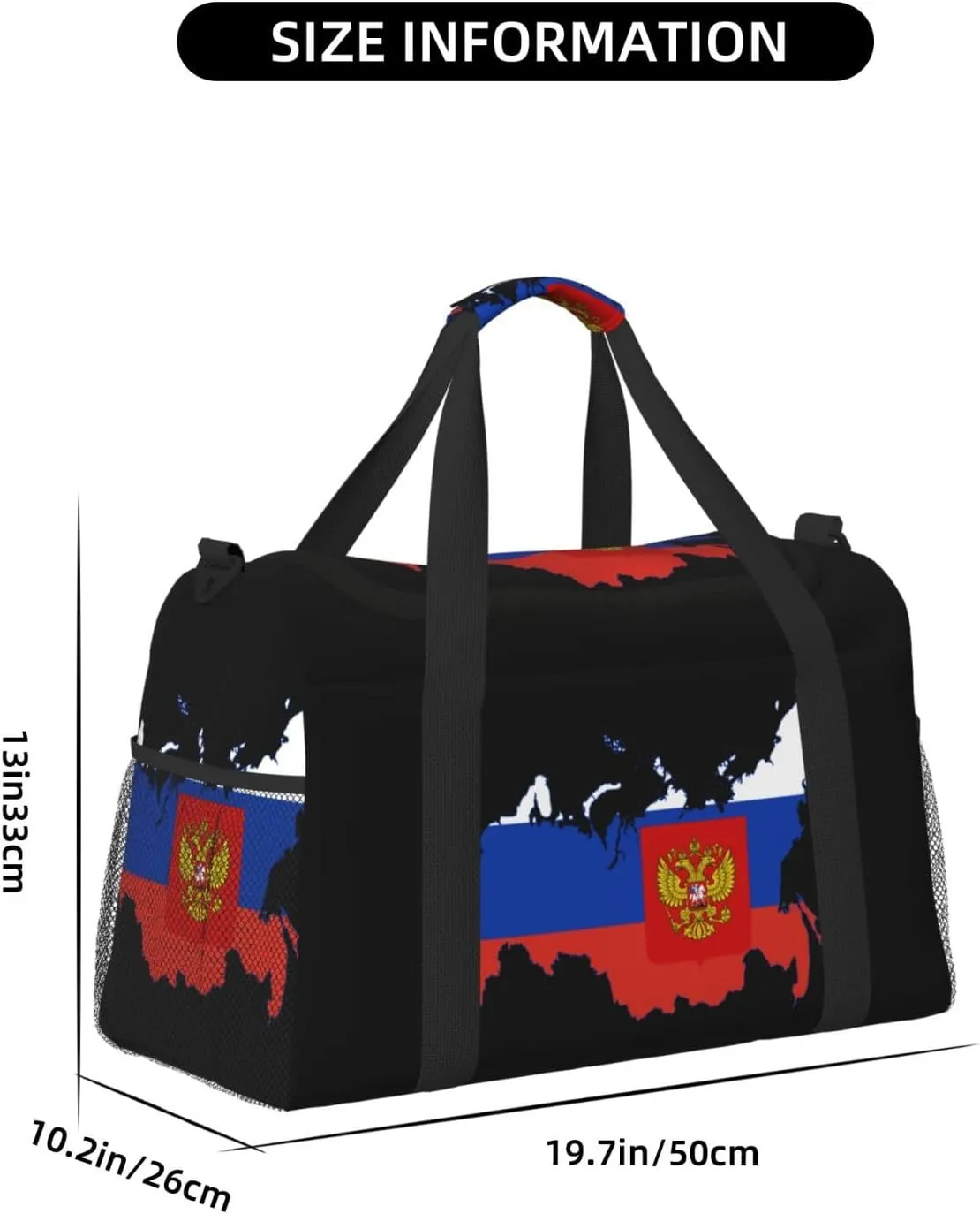Flag Map Of Russia Travel Duffel Bag Large Foldable Waterproof Overnight Bag For Beach Swim Bags Pool Sports Gym