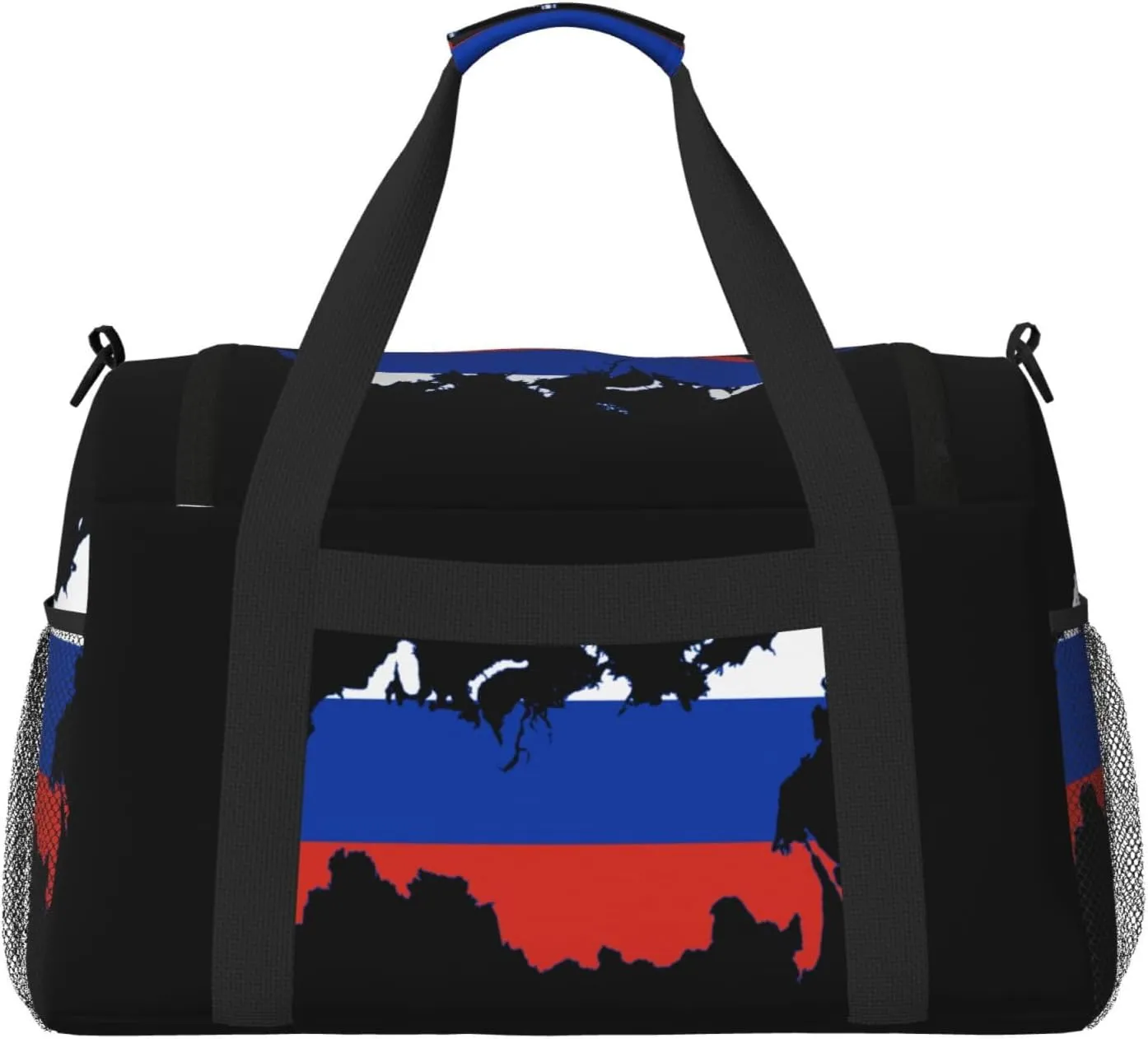 Flag Map Of Russia Travel Duffel Bag Large Foldable Waterproof Overnight Bag For Beach Swim Bags Pool Sports Gym