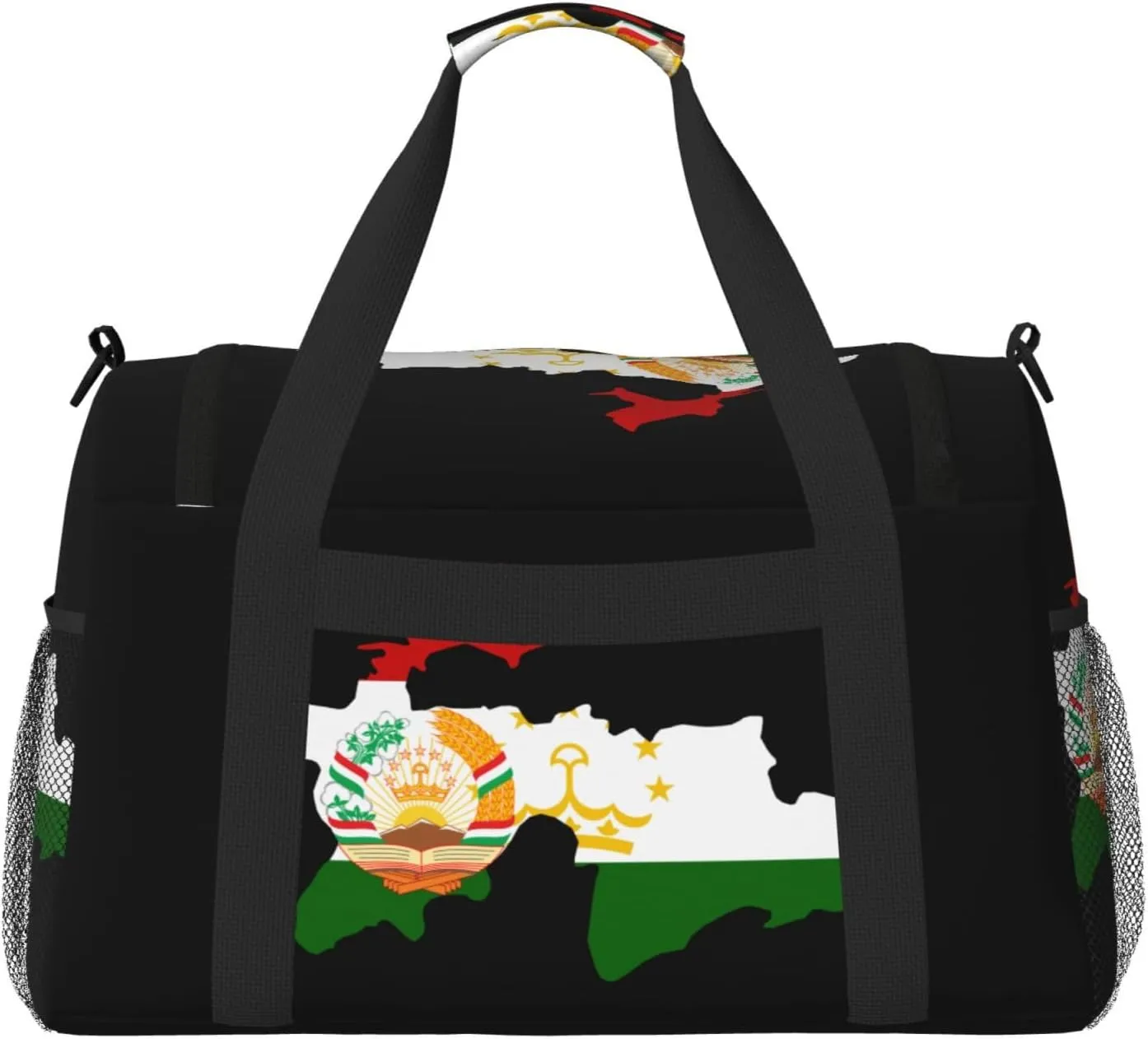 Flag Map Of Tajikistan Travel Duffel Bag Large Foldable Waterproof Overnight Bag For Beach Swim Bags Pool Sports Gym