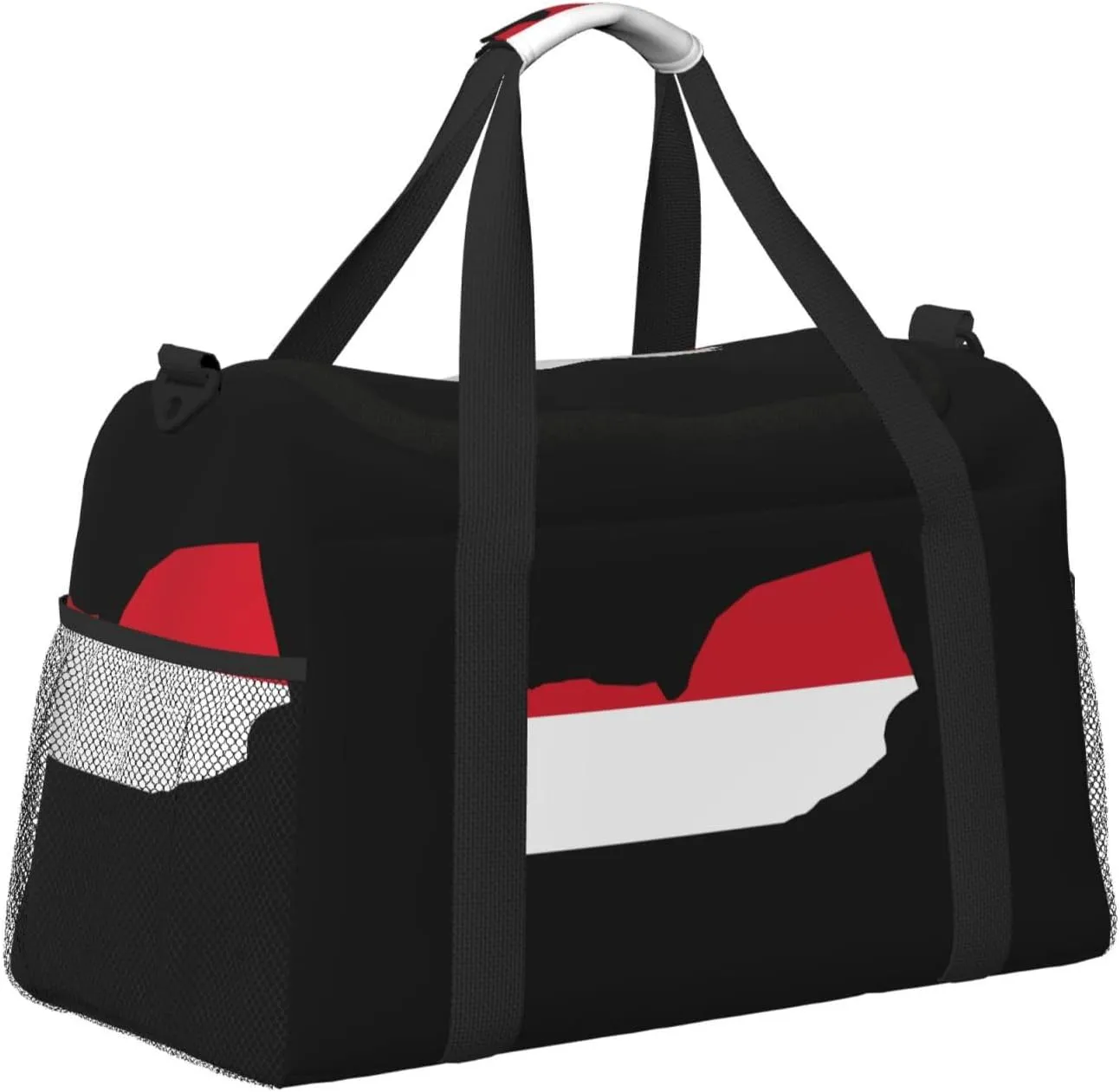 Flag Map Of Yemen Travel Duffel Bag Large Foldable Waterproof Overnight Bag For Beach Swim Bags Pool Sports Gym