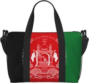 Flag of Afghanistan print Gym Bag for Women,Carry on Weekender Overnight Duffle Bag,Personal Item Tote Bag