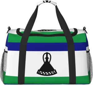 Flag Of Lesotho Travel Duffel Bag Large Foldable Waterproof Overnight Bag For Beach Swim Bags Pool Sports Gym