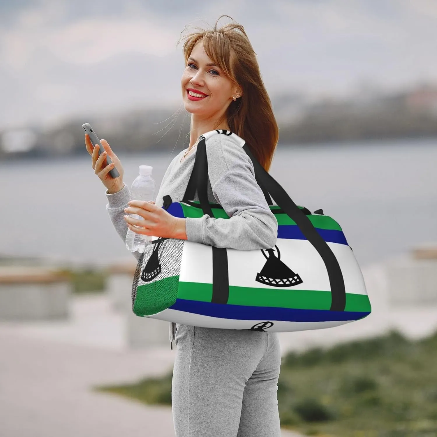 Flag Of Lesotho Travel Duffel Bag Large Foldable Waterproof Overnight Bag For Beach Swim Bags Pool Sports Gym