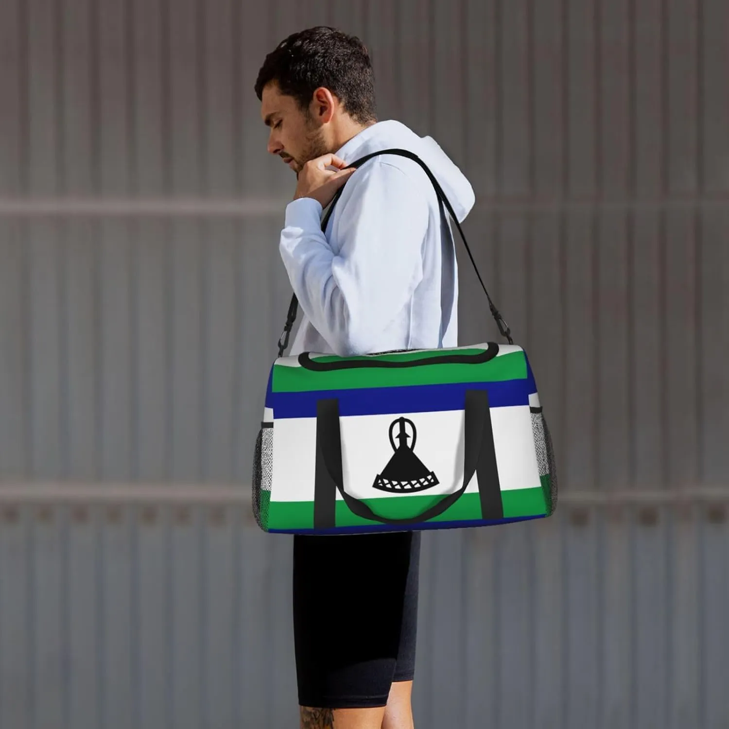 Flag Of Lesotho Travel Duffel Bag Large Foldable Waterproof Overnight Bag For Beach Swim Bags Pool Sports Gym