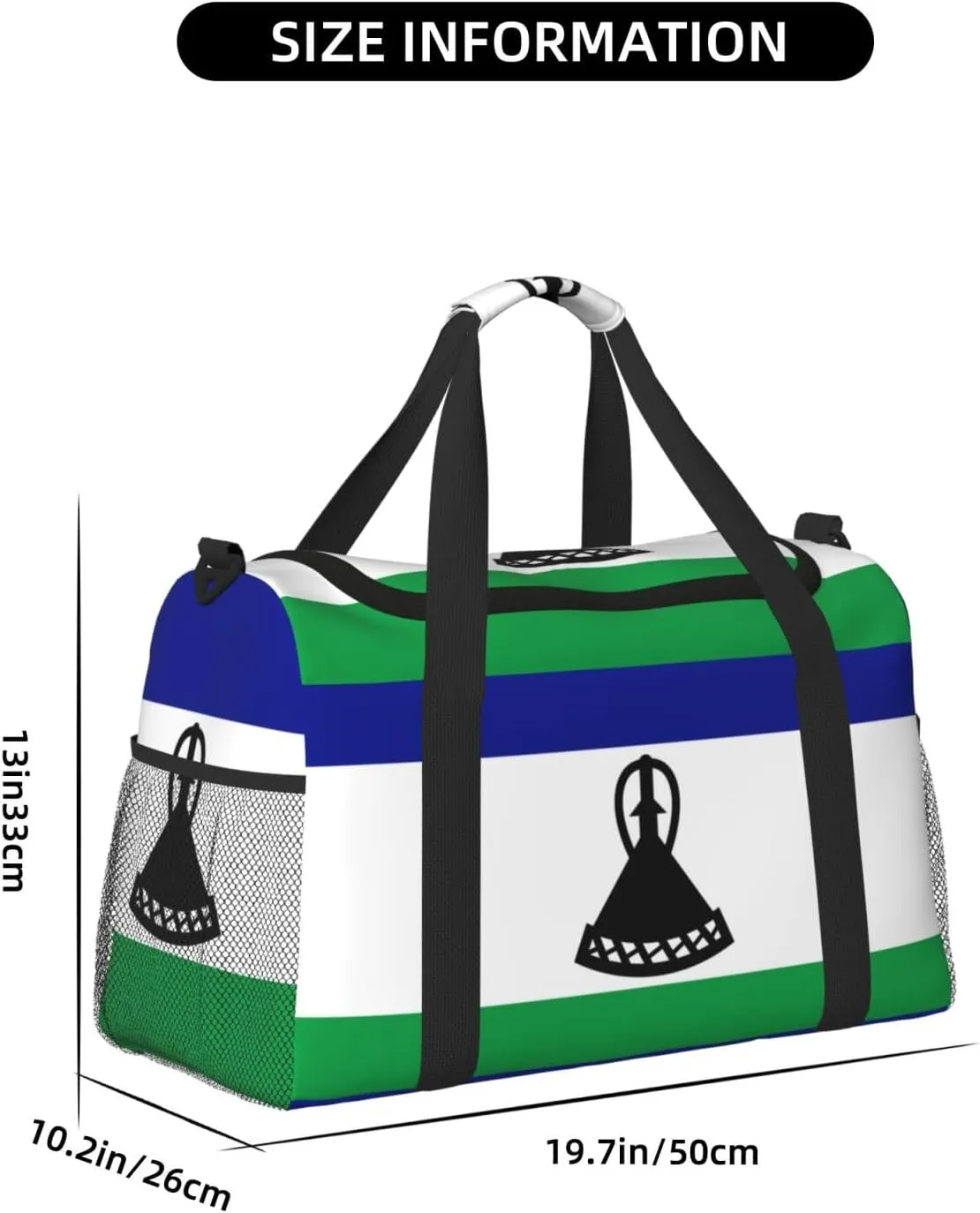 Flag Of Lesotho Travel Duffel Bag Large Foldable Waterproof Overnight Bag For Beach Swim Bags Pool Sports Gym