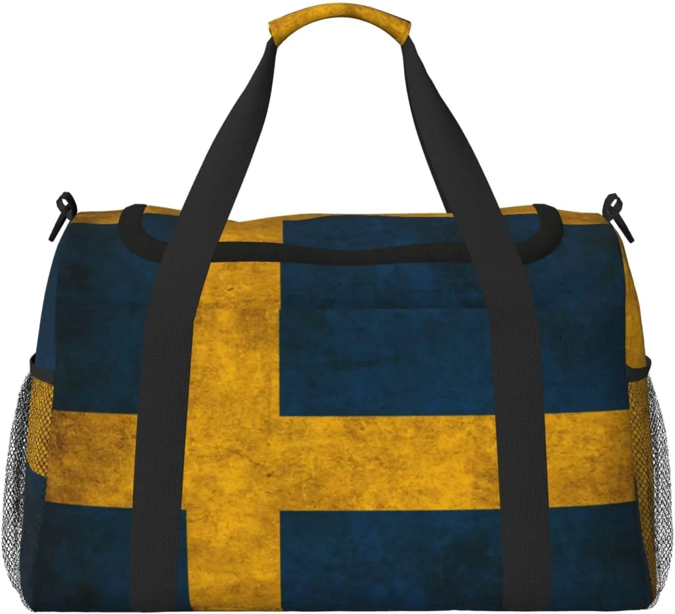 Flag Of Sweden Travel Duffel Bag Large Foldable Waterproof Overnight Bag For Beach Swim Bags Pool Sports Gym