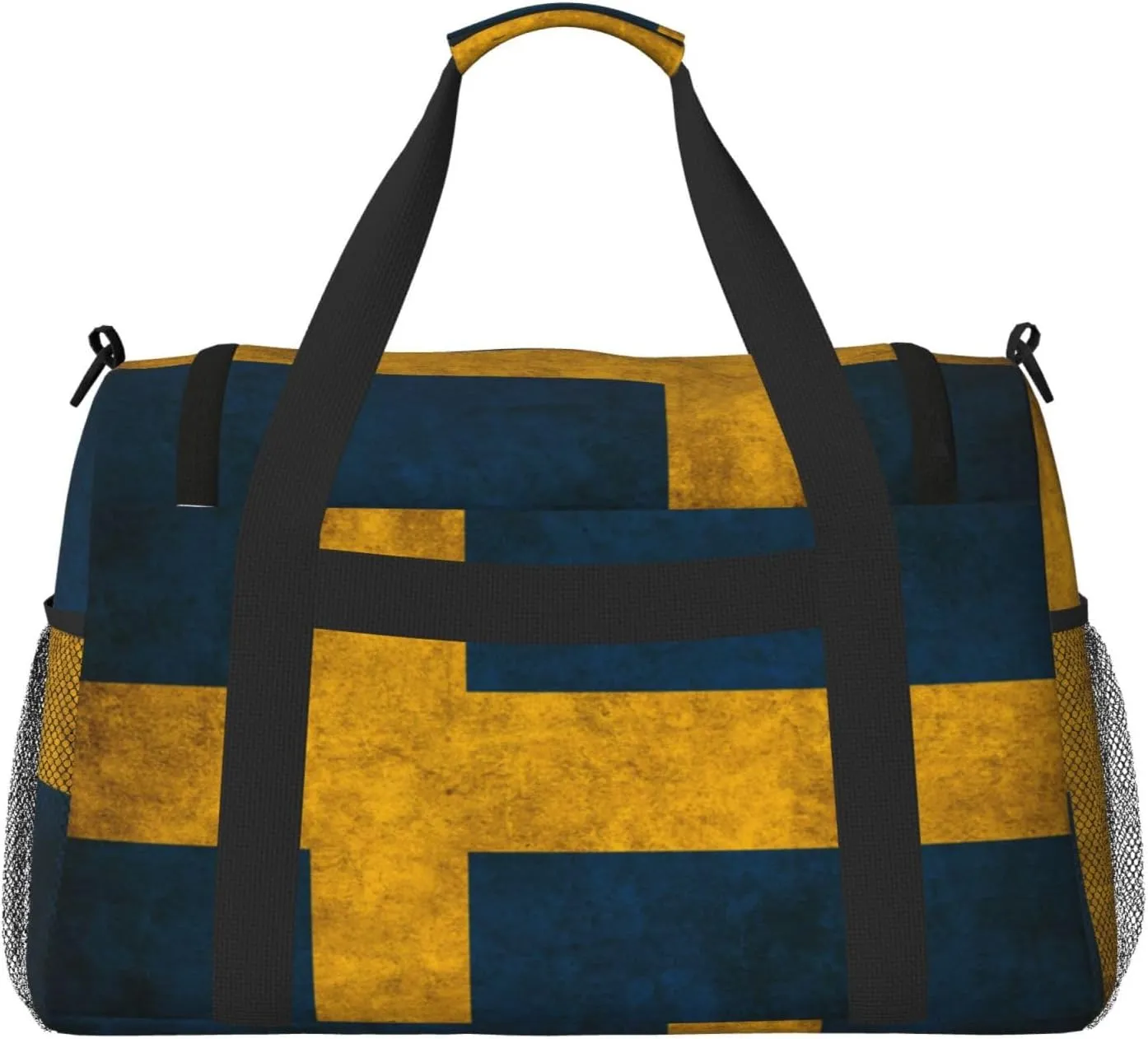 Flag Of Sweden Travel Duffel Bag Large Foldable Waterproof Overnight Bag For Beach Swim Bags Pool Sports Gym