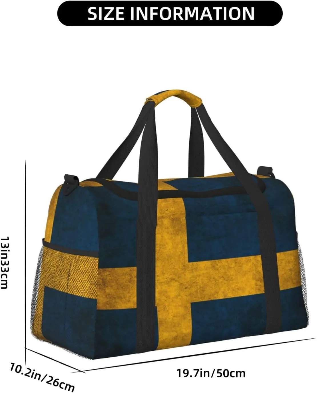 Flag Of Sweden Travel Duffel Bag Large Foldable Waterproof Overnight Bag For Beach Swim Bags Pool Sports Gym