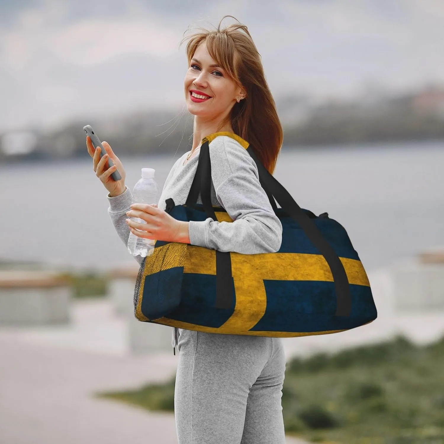 Flag Of Sweden Travel Duffel Bag Large Foldable Waterproof Overnight Bag For Beach Swim Bags Pool Sports Gym