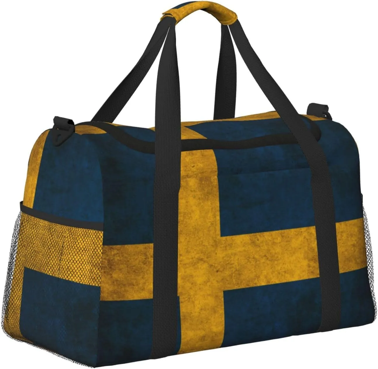 Flag Of Sweden Travel Duffel Bag Large Foldable Waterproof Overnight Bag For Beach Swim Bags Pool Sports Gym