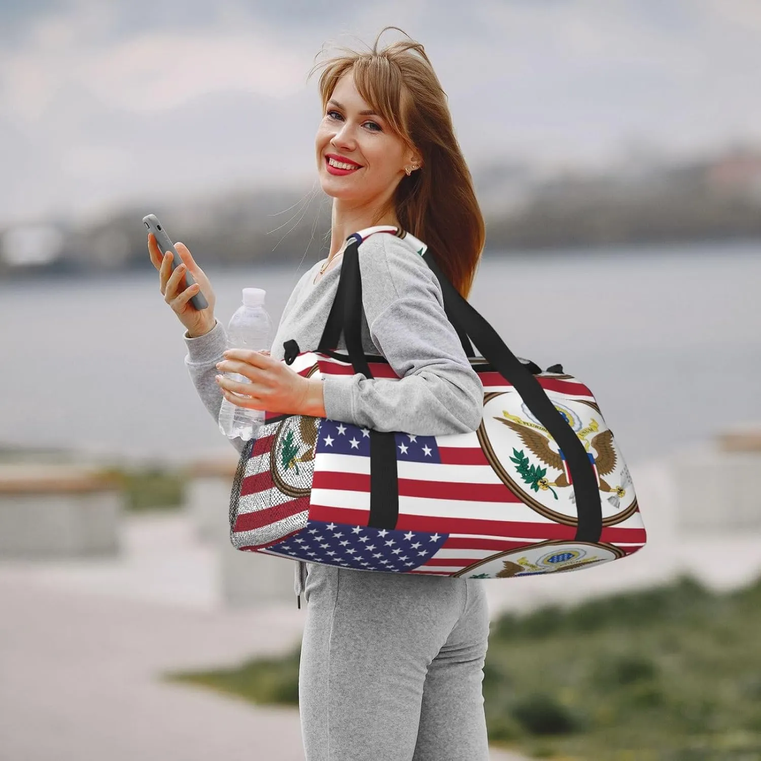 Flag Of United States Travel Duffel Bag Large Foldable Waterproof Overnight Bag For Beach Swim Bags Pool Sports Gym