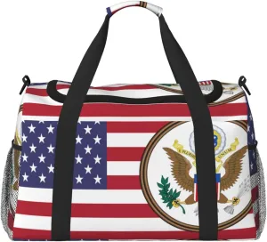 Flag Of United States Travel Duffel Bag Large Foldable Waterproof Overnight Bag For Beach Swim Bags Pool Sports Gym