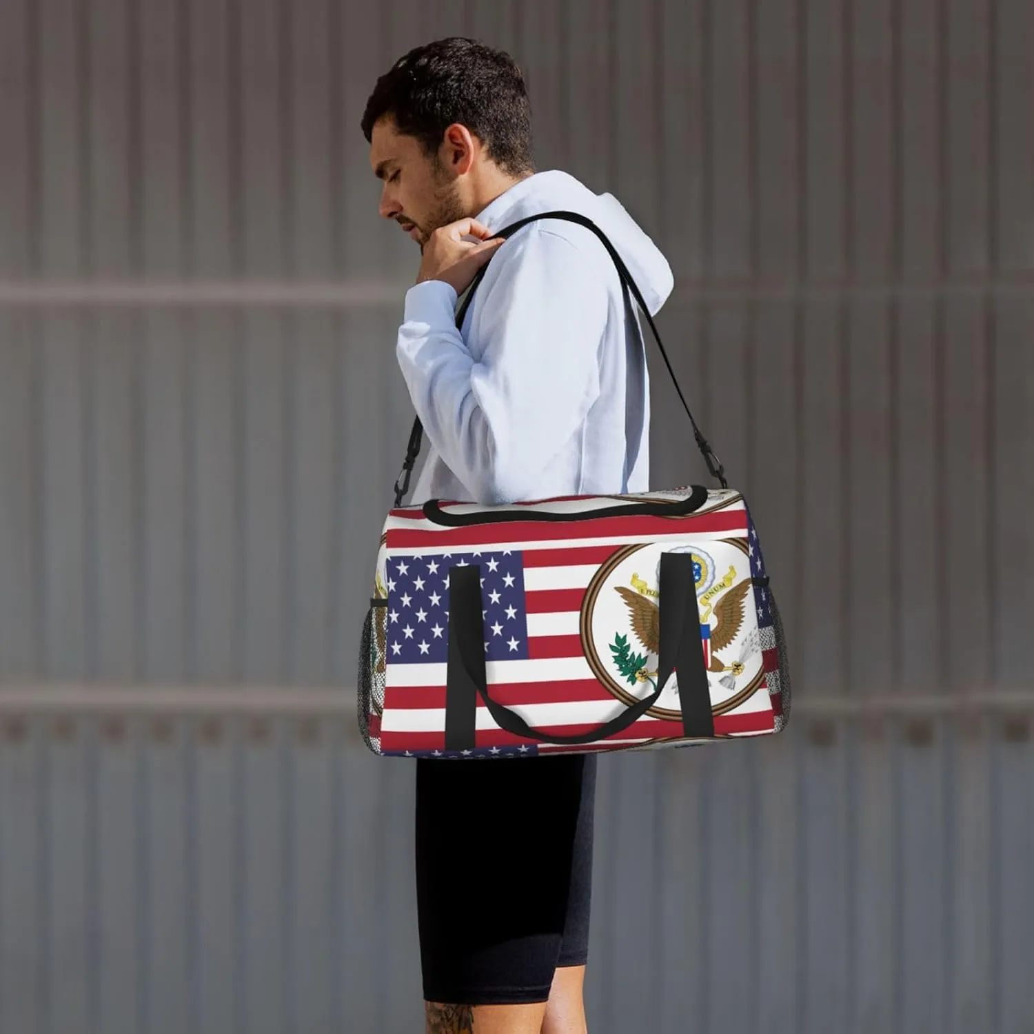 Flag Of United States Travel Duffel Bag Large Foldable Waterproof Overnight Bag For Beach Swim Bags Pool Sports Gym