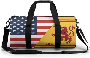 Flag of U.S. Scotland Rampant Flag Travel Gym Bag Cylindrical Duffle Handbag Sport Workout Tote Bag with Shoulder Strap for Men Women
