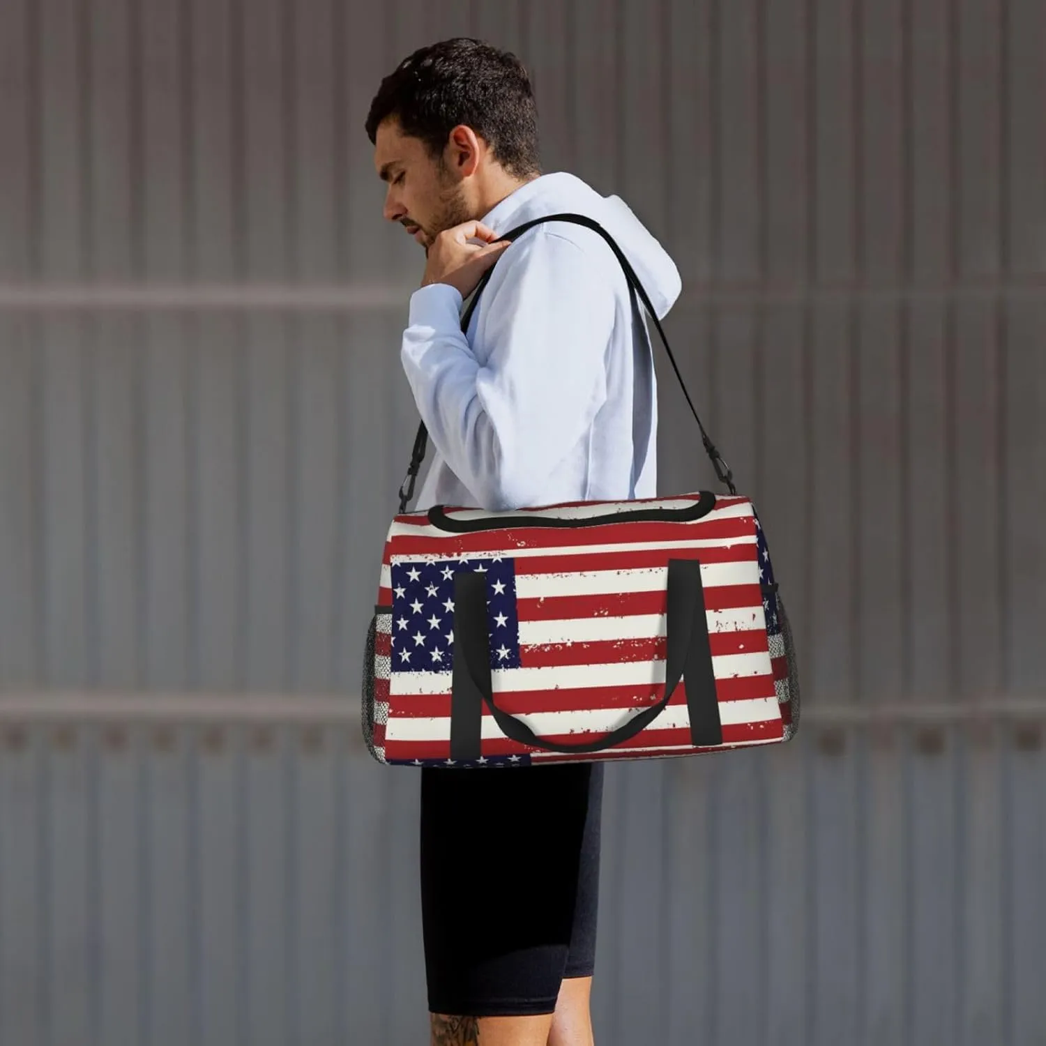 Flag United States Travel Duffel Bag Large Foldable Waterproof Overnight Bag For Beach Swim Bags Pool Sports Gym