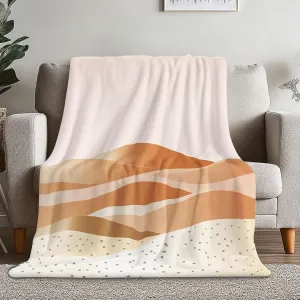 Fleece Throw Blankets, Yellow Soft Flannel Cozy Blankets for Adults - Abstract Style Sand Dunes Desert Scene Lightweight Blanket for Couch Sofa Bed Office, 75 x 100 cm Warm Plush Blankets for Gift