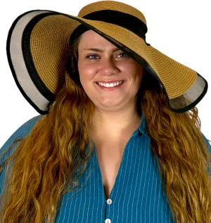 Flex Beach Sun Hat for Women Satin-Lined Rollable Removable Chin Strap UPF50 Big-Head Friendly with Travel Bag