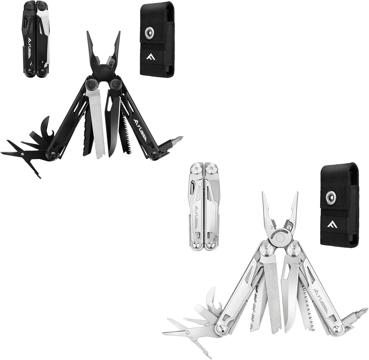 Flissa 16-in-1 Multitool, Black and Silver