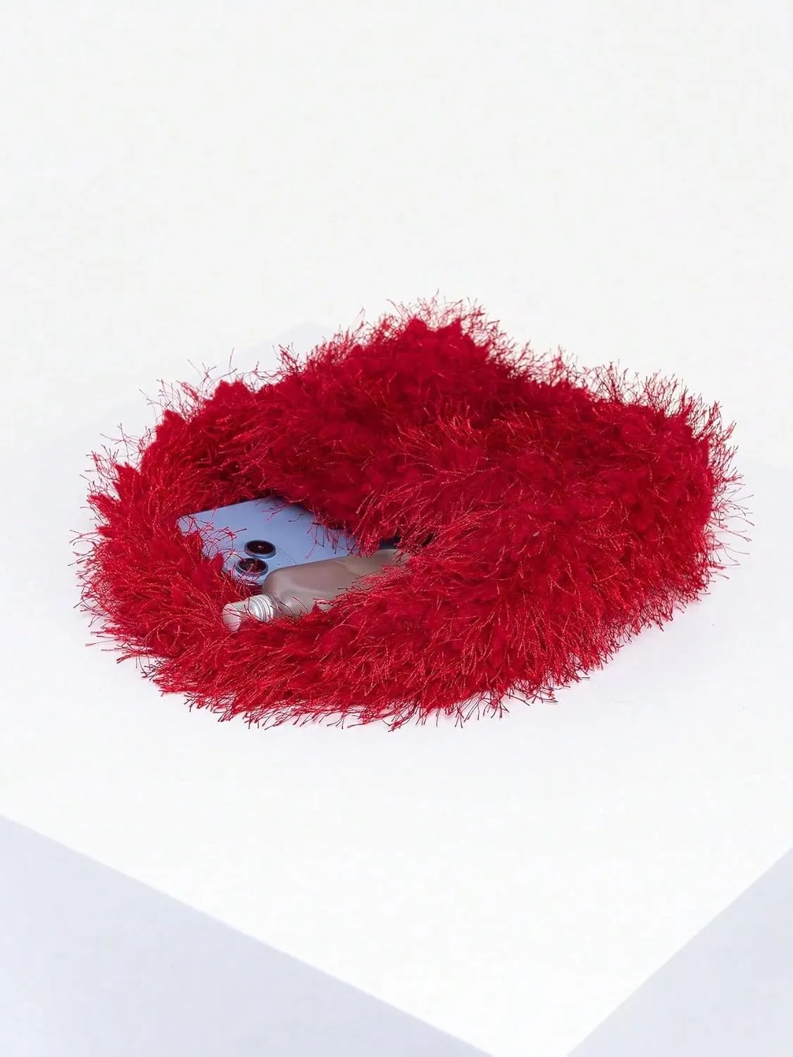 Floerns Women's Faux Fur Handbag Clutch Purse Fuzzy Winter Cute Plush Square Bag