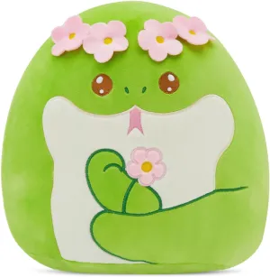 Flower Crown Green Snake Plush Pillow - Soft Snake Stuffed Animal Pillow Plushie Toy Birthday Gift for Kids, Boys & Girls 14inch