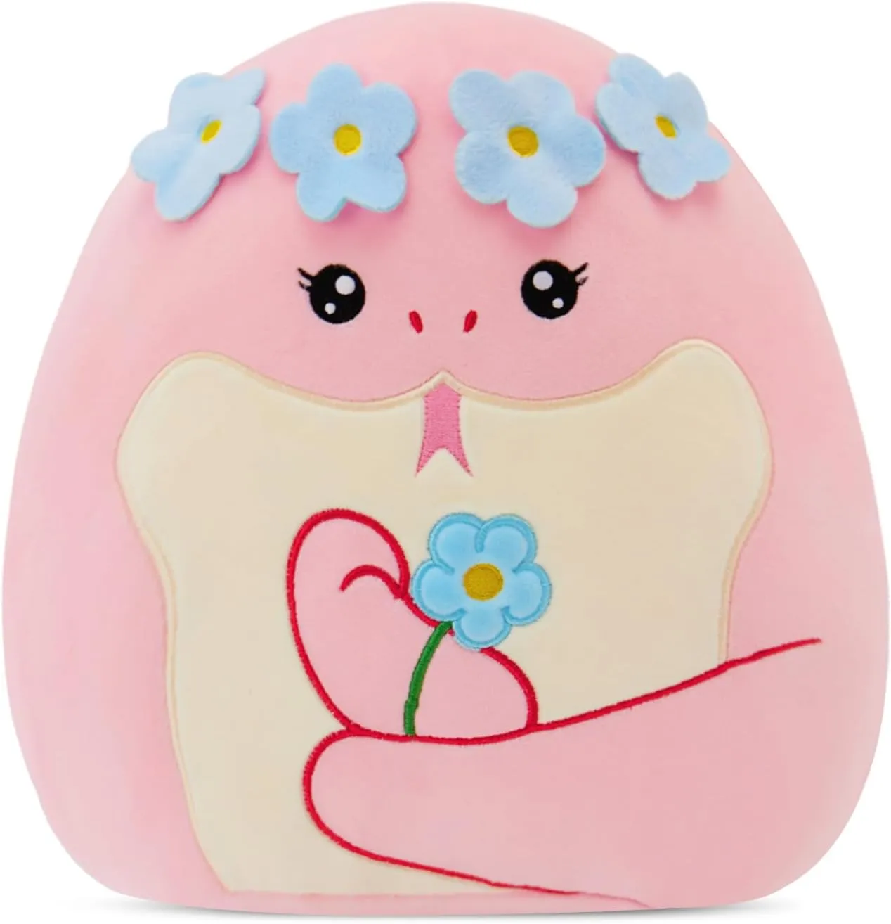 Flower Crown Pink Snake Plush Pillow - Soft Snake Stuffed Animal Pillow Plushie Toy Birthday Gift for Kids, Boys & Girls 14inch