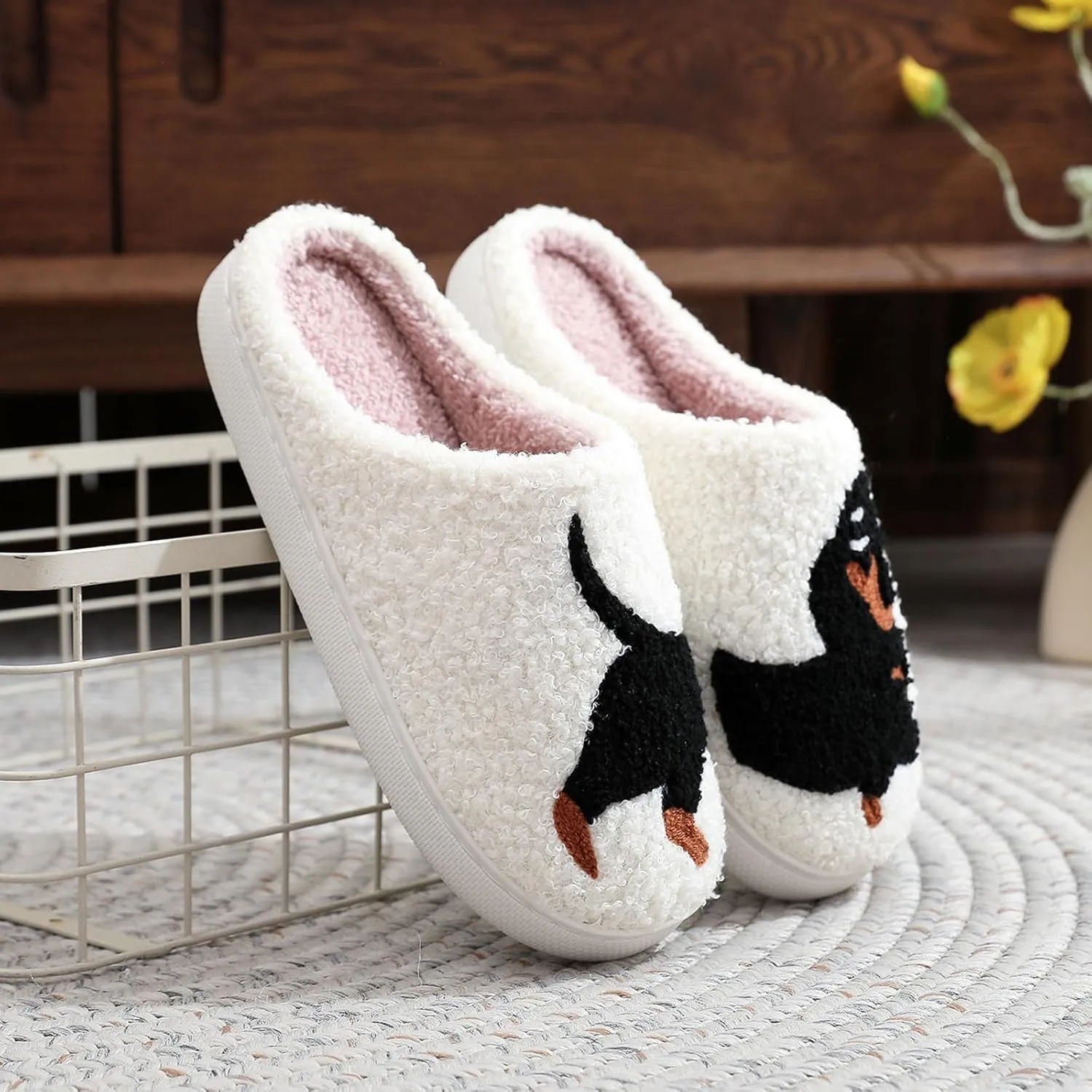 Fluffy Animals Slippers, Women Girls Winter Warm Cute Cartoon Non Slip Home Indoor Slippers