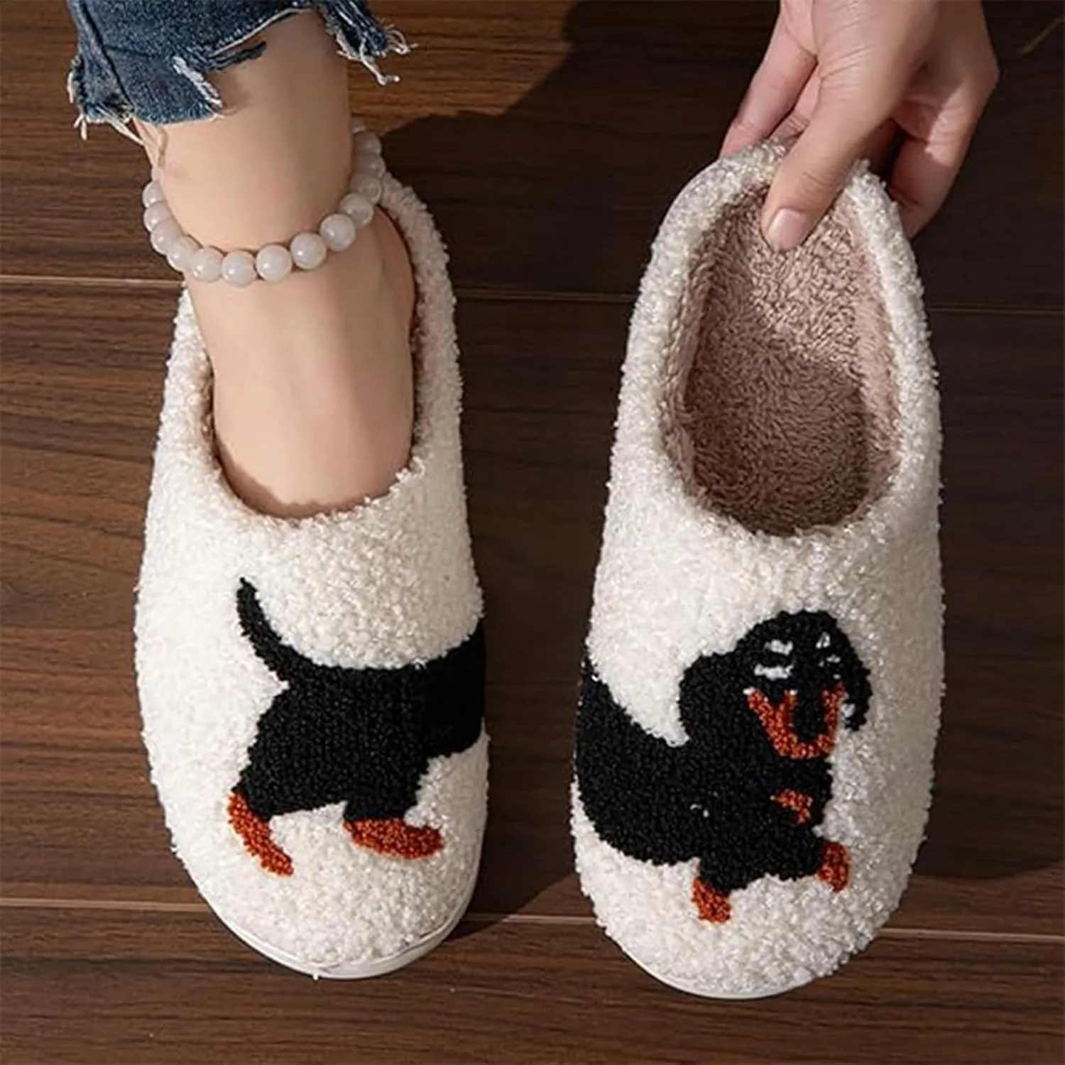 Fluffy Animals Slippers, Women Girls Winter Warm Cute Cartoon Non Slip Home Indoor Slippers