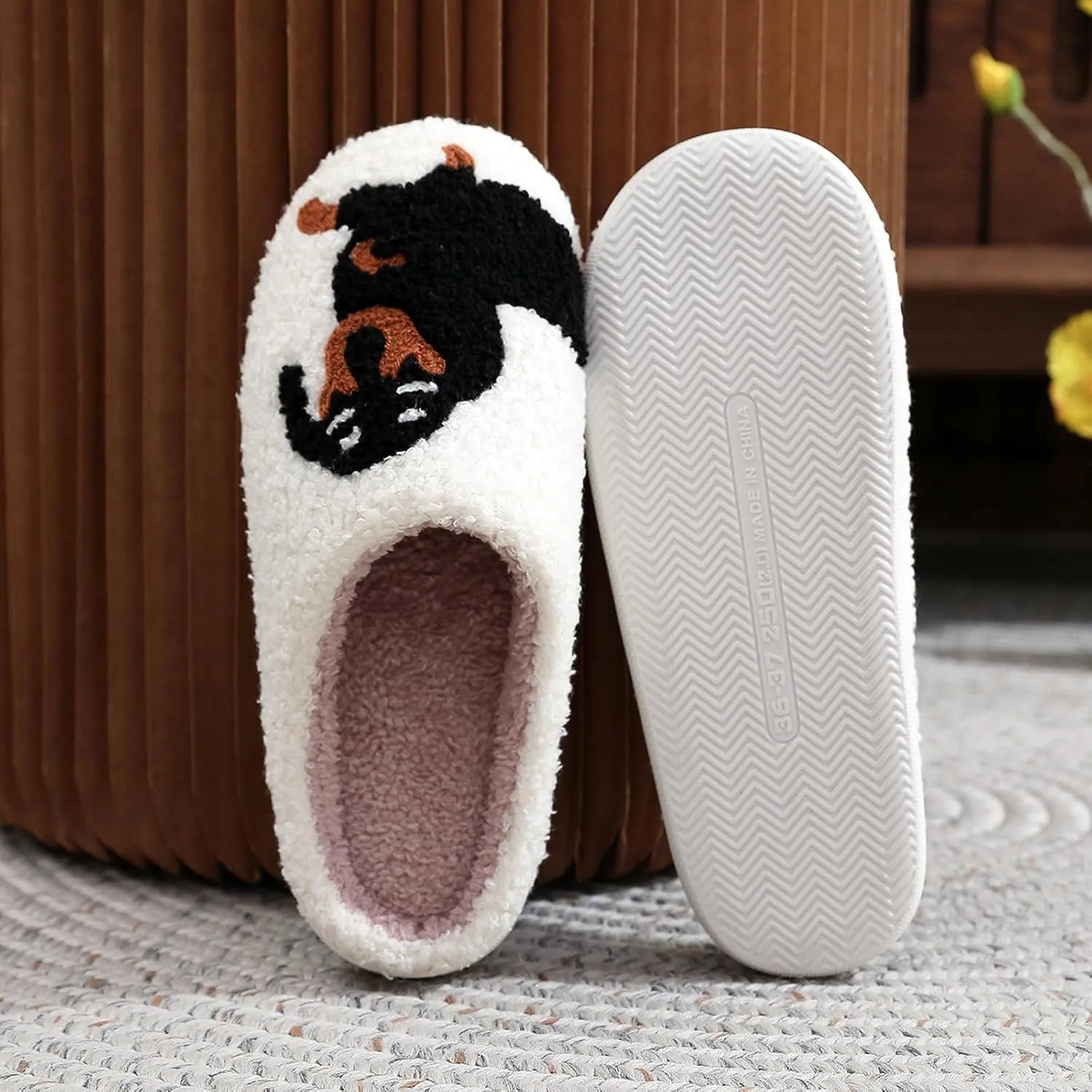 Fluffy Animals Slippers, Women Girls Winter Warm Cute Cartoon Non Slip Home Indoor Slippers