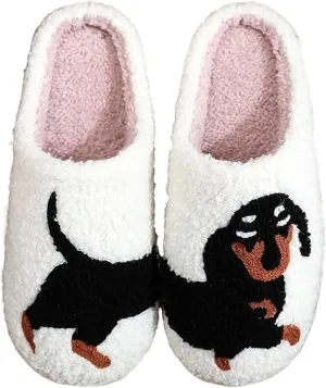 Fluffy Animals Slippers, Women Girls Winter Warm Cute Cartoon Non Slip Home Indoor Slippers