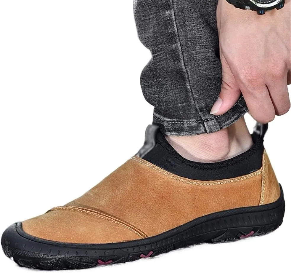 FMURY Soft Leather Men's Shoes Outdoor Men's Breathable Men's Driving Shoes Non-Slip Walking Men Sneakers(7.5 Code)